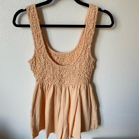 Free People Women’s Juliette Orange Smocked Romper Size XS - Picture 5 of 10